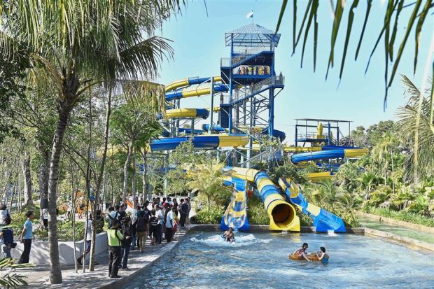 The Star The newly opened water slides are each 300m long.